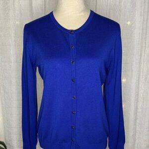 Elegant Royal Blue Button-Up Cardigan
